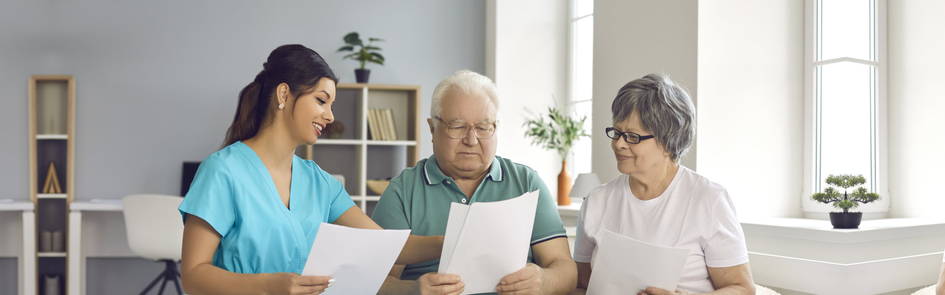 caregiver talking to her patients